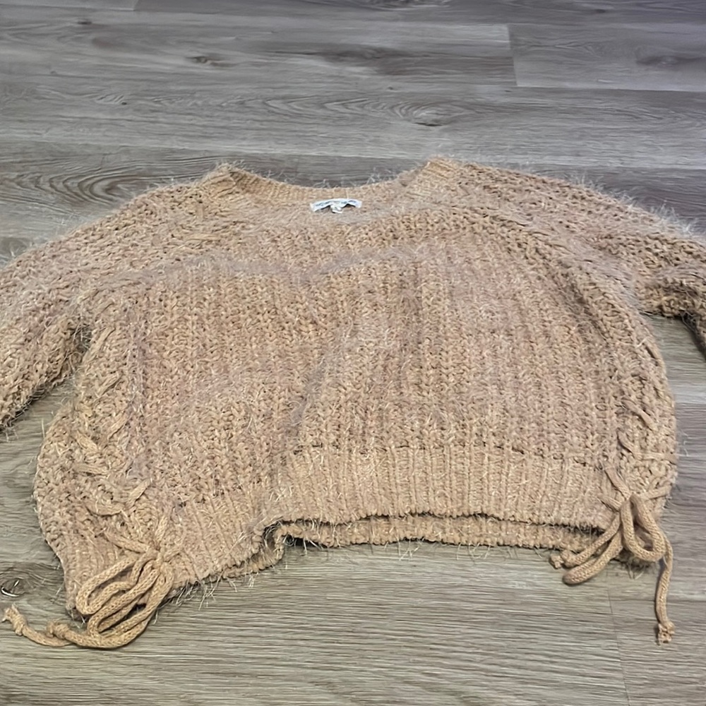 fuzzy tan sweater